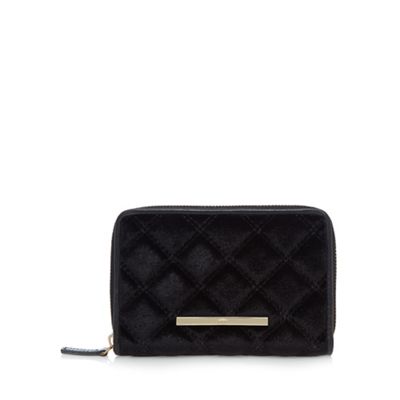 Black velour quilted purse